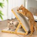 A-Frame Cat Scratchers for Indoor Cats, Wood Frame & Recycled Cardboard Scratch Pad, Dual-Sided Vertical Horizontal Scratching Board, Space-Saving Furniture Protector for Sofa Walls, Medium