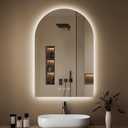 Arched Backlit Mirror Bathroom 24"x36"- Frameless LED Bathroom Mirror with Lights, Fogless, Dimmable, 3 Color Changing, Shatterproof, Touch Sensor