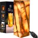 UMAID Handcrafted Onyx Marble Table Lamp  Each Lamp One-of-a-Kind with Natural Patterns, Warm Amber Glow, Dimmable Cord & Bulb, Modern Home Decor for Bedroom, Desk, Office, Living Room, or Bedside