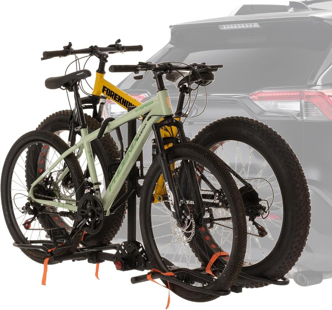 MEEVIZ 2-Bike Rack for Car Hitch, 160LBS Heavy Duty Hitch Mount Bike Rack for 2 Inch Receiver, Solid Platform Style Smart Tilt Bicycles Carrier for SUV, Truck, Electric Bikes, Steady & Wobble-Free