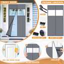 2 Sets Magnetic Thermal Insulated Curtains for 30" X 80" Doors with Clear Window Winter Thicken Quilted Oxford Cotton Door Cover Waterproof Window Attic Blanket for Cold Weather