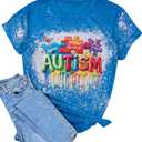Autism Awareness Shirt Women Autism Shirts Autism Support Tops in April Blue Autism Mom Clothes Special Education Tees (Blue, S)