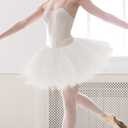 BOMAROLAN Women's Adult Tutu Skirts Classic 5 Layers Plus Size Tulle Ballet Skirts for Women Halloween Costume (White, L)
