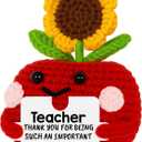 Teacher Appreciation Gifts for Women - Funny Crochet Apple Sunflower Thank You Teachers Birthday Preschool Daycare Goodbye Gift End of Year Present