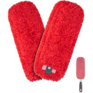 Microfiber Duster Refills Compatible with OXO Good Grips Hand Duster, Reusable Dusters Refill Washable Head Replacement for OXO Extendable Dusters for Cleaning -2 Pack, Red