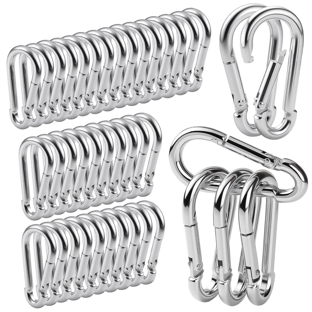 60Pack M6 Spring Snap Hooks Carabiner, 1/4" Heavy Duty Carabiner Clips Chain Quick Links Spring Safety Hook Connector for Dog Leash Backpack Hiking Fishing Bag Outdoor Travel