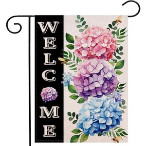 Hydrangea Spring Summer Garden Flag 12.5x18 Inch Double Sided Outside, Floral Welcome Yard Outdoor Flag