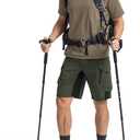 Moosehill Men's Hiking Cargo Shorts: Quick Dry Lightweight Stretch Outdoor Fishing Camping with 9 Pockets (Self-Storing) (Army Green, 36)