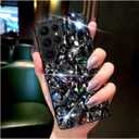 Cavdycidy for Samsung Galaxy S25 Ultra Case for Women GirlShiny Luxury Bling Phone Case with 3D Glitter Sparkle Crystal Rhinestone Diamond GemsGloss Acrylic Back and Soft TPU Bumper CoverBlack