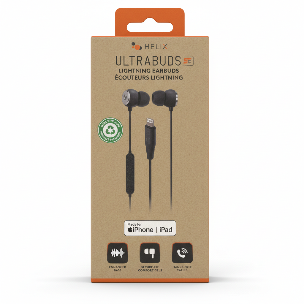 Helix Lightning Earbuds Black