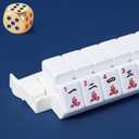 Mahjong Racks with Pushers, Clear Acrylic American Majiang Tile Racks, Enhanced Mah Jongg Tile Holders Set of 4 with 3 Goldern Dics (Beige White), 1.2 inches x 0.5 inches