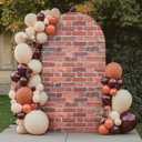 Chiara 7.2FT Red Brick Arch Backdrop Spandex, Wrinkle Free Fitted Arch Background Cover for Farmhouse Style Vintage 2-Sided Round Top Wedding Photography Birthday Baby Shower