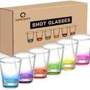 Qipecedm 6 Pack Heavy Base Shot Glasses Set, 1.6 oz Colorful Shot Bulk, Clear Shot Glass, Tequila Cups Small Glass, Shot Glasses for Whiskey, Tequila, Vodka, Spirits & Liquors