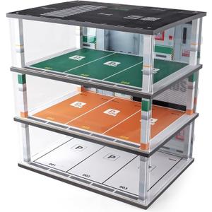 kivcmds Model Car Display Case 1:18 Scale Diecast Diorama Garage with Lights for Lego Alloy Car Collectibles Wood Storage Shelf,3 Tiers of 9 Parking Spaces