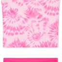 Lands' End Girls' UPF 50+ Swim Bikini Bottom and Racerback Tankini Set (Pink, L)
