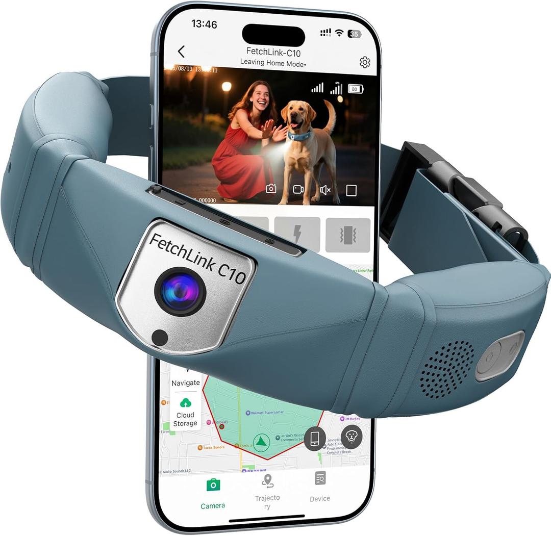 Wireless Dog Fence System, GPS Dog Fence Collar with 2K Camera, Live Video & Recording, Virtual Fence, GPS Tracker, Two-Way Audio, Waterproof, 5-Day Battery, for Medium & Large Dogs