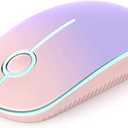 Vssoplor Wireless Mouse, 2.4G Slim Portable Computer Mouse with Nano Receiver Quiet Silent Optical Laptop Mouse for Notebook, PC, Laptop, Computer-Pink to Purple