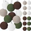 12 Pcs 4 Inch Large Farmhouse Christmas Ball Ornaments Jumbo Big Boho Jute Rope Hanging Burlap Neutral Rustic Ornament for Xmas Tree Wreath Garland Wedding(White, Brown, Camel, Green)