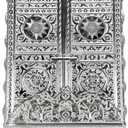 Ihvan Online Metal Quran Box With Stand, Kaaba Door Motif, Islamic Decorations for Home, Muslim Home & Table Decor, Perfect Gifts, Color: Silver