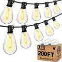 Tenmiro 200FT Outdoor String Lights, Ultra Long LED Patio Lights with Shatterproof High Brightness S11 Edison Bulbs, Outside Hanging Light Waterproof for Backyard Deck Porch Party Decor 2700K