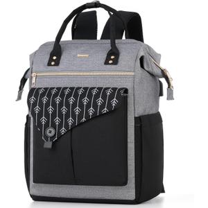 MOMUVO Laptop Backpack for Women Laptop Bag with USB Port, Student Bookbag Water Resistant Backpacks Teacher Doctor Nurse Work Backpack Stylish Travel Bags, Fits 17-Inch Laptop Grey Black