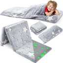 Toddler Nap Mat with Removable Pillow and Blanket, 21" x 50" Foldable Floor Mattress for Kids in Thickness 1.97", All-in-one Sleeping Bag for Preschool Daycare Travel Camp