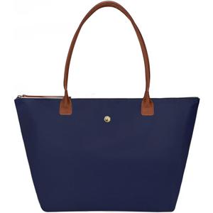 GM LIKKIE Women's Foldable Nylon Tote Bag, Lightweight Shoulder Purse with Top Handle, Spacious Hobo Bag for Work and Travel, Navy Blue