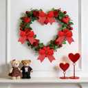 Mother's Day Bow Decorations, 12 Pcs Red Burlap Ribbon Bows for Wreaths, Mother's Day Tree Ornaments Decor, Wedding Decorations for Home Indoor