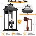 VenzBlomia 20" Large Outdoor Light Fixtures 3-Light 2 Pack, Black Outside Modern Porch Lights for House, Exterior Wall Sconce Lanterns Wall Mounted Waterproof Outdoor Coach Lamps for Garage E12, 2-Pack/No Sensor