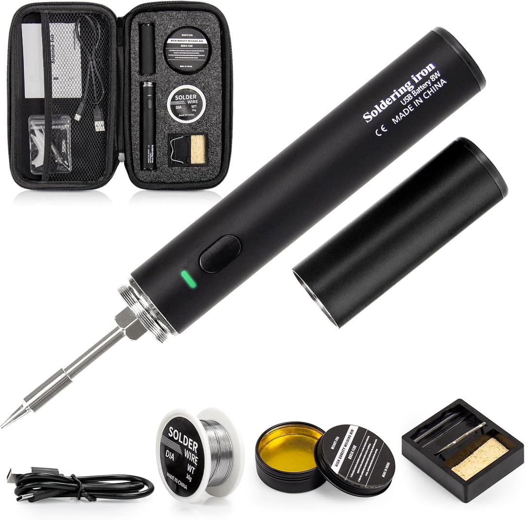 Cordless Soldering Iron Kit, 1200mAh USB Portable and Rechargeable Gun Pen, 3 Temperature Adjustable Wireless Soldering Iron for Small Soldering Projects, Home Appliance Repair, DIY (Large)