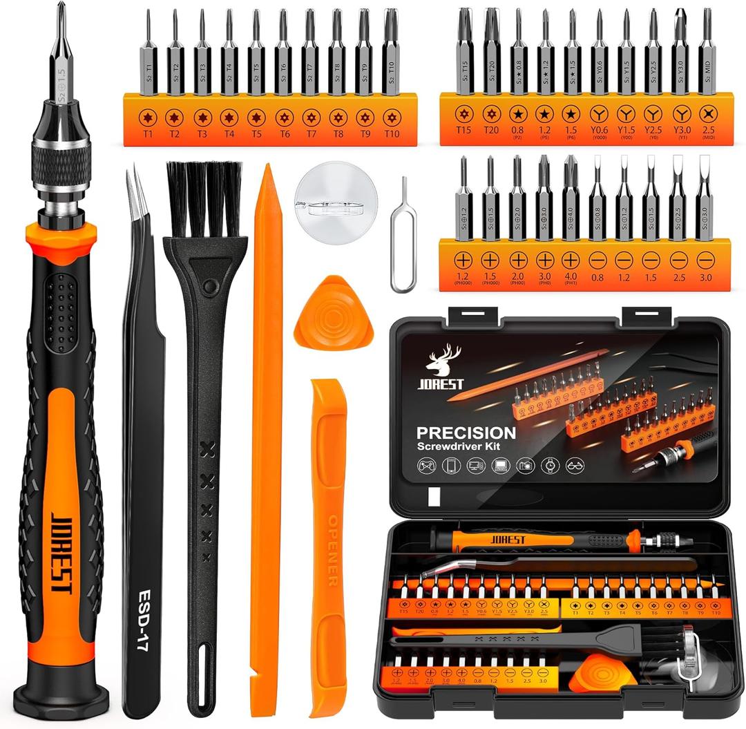 JOREST 38Pcs Small Precision Screwdriver Set (S2 Steel), Magnetic Screwdriver Set with Torx T5 T6 T8, Mini Repair Tool Kit for Macbook, Computer, Laptop, iPhone, PS4 PS5, Xbox, Switch, Glasses, Watch