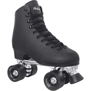 Nattork Roller Skates for Women, PU Leather High-top Quad Skates for Beginner, Indoor Outdoor 4 Wheels Double-Row Skates for Adults Mens 6 Women's 7