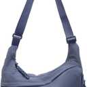 Crossbody Nylon Crescent Bag for Women - Lightweight Small Hobo With 2 Pack Inner Dumpling Bag - Casual (J-blue)
