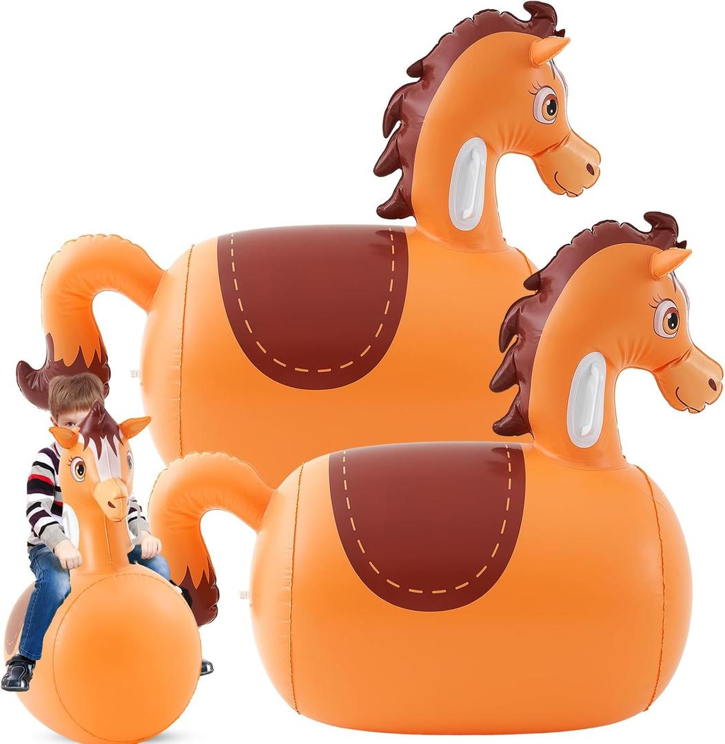 Hiboom 2 Pcs Giant Inflatable Hopping Toys 51 Inch Bouncer Animal Toys Ride on Animal Bouncy on Hopping for Birthday Party Gifts Supplies(Horse)