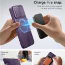 SURITCH for iPhone 14 Pro Max Case with Magnetic Camera Slide Cover and Adjustable Kickstand, Compatible with MagSafe, Shockproof Bumper Case Slim Protective Cover 6.7 Inch, Dark Purple