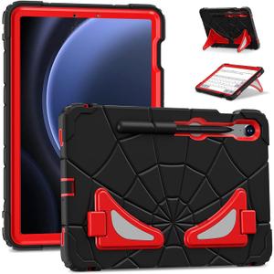 AKABEILA Compatible with Samsung Galaxy Tab S7/S8/S9/S9 FE 11 inch(2023) Tablet CaseLightweight Shockproof Rugged Protective Cover with Kickstand for Kids Children Boys Babies Black Red