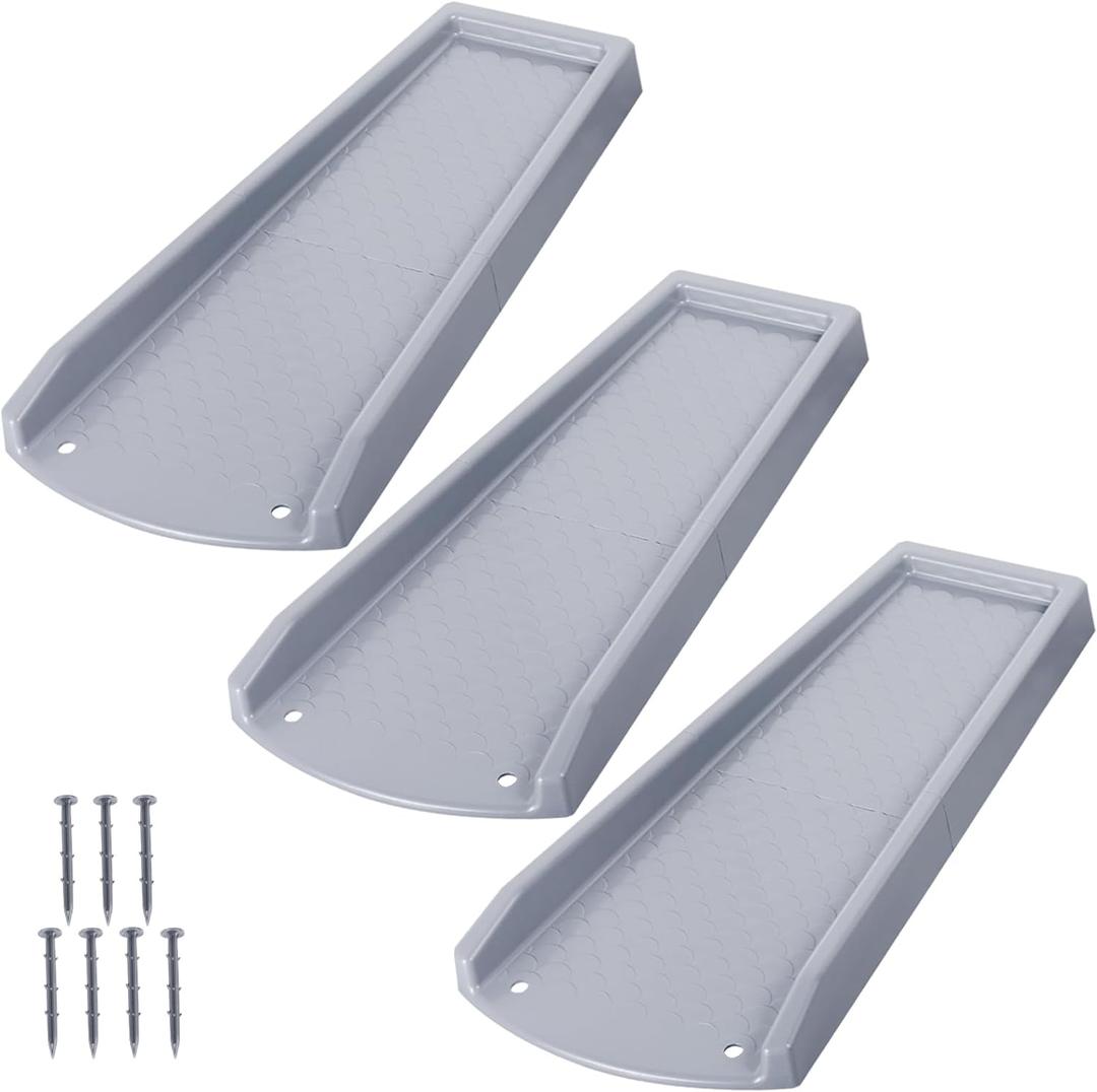 Rain Gutter Downspout Splash Block, Gutter Downspout Extensions for Water Drainage, 24" Gutter Splash Guards Downspout Extender, Fixable Down spout Drain Trays with PE Nails(3 Pack, Gray)