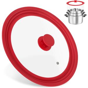 Universal Lids for Pots, Pans and Skillets, Replacement Pan Lid with Tempered Glass and Heat-Resistant Silicone Edge, Fits 10", 11",12" Cookware, Durable Frying Pan Cover