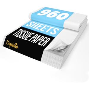 Crown Display White Tissue Paper for Gift Bags White Tissue Paper Bulk 17 GSM - 960 Sheets 15" X 20" 10lb Newsprint for Packing, Birthday Gift Box Filler, Packing Supplies for Moving Supplies