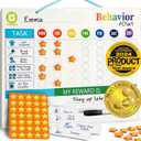 QUOKKA Magnetic Chore Chart for Kids - Reward Behavior Chart for Kids at Home - Dry and Erase Routine and Responsibility Schedule Board - Sticker Toddler List with 48 Magnets & 49 Stars (1. Original)