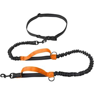 Dog Running Waist Harness with Leashes Handless Dog Leash with Adjustable Belt,Perfect for Running, Jogging, Walking(Color:Orange)