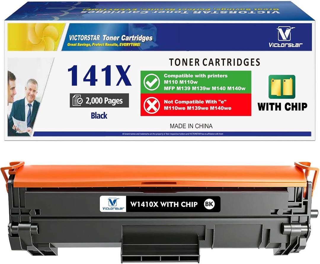 141X W1410X ( 141A W1410A ) with CHIP Compatible Toner Cartridge High Capacity 2000 Pages Black for M110 M110w M139 M139w M140 M140w Printer, Incompatible with printers ending in 'e' (1 Pack)