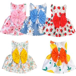 5 Pieces Dog Dresses Puppy Bowknot Luxury Princess Dress Floral Clothes Wedding Evening Dress Summer Outfits Tutu Skirt Cute Doggie Dress for Small Dog Girl 5 in 1 S (Blue + Green + Pink +Red + White)