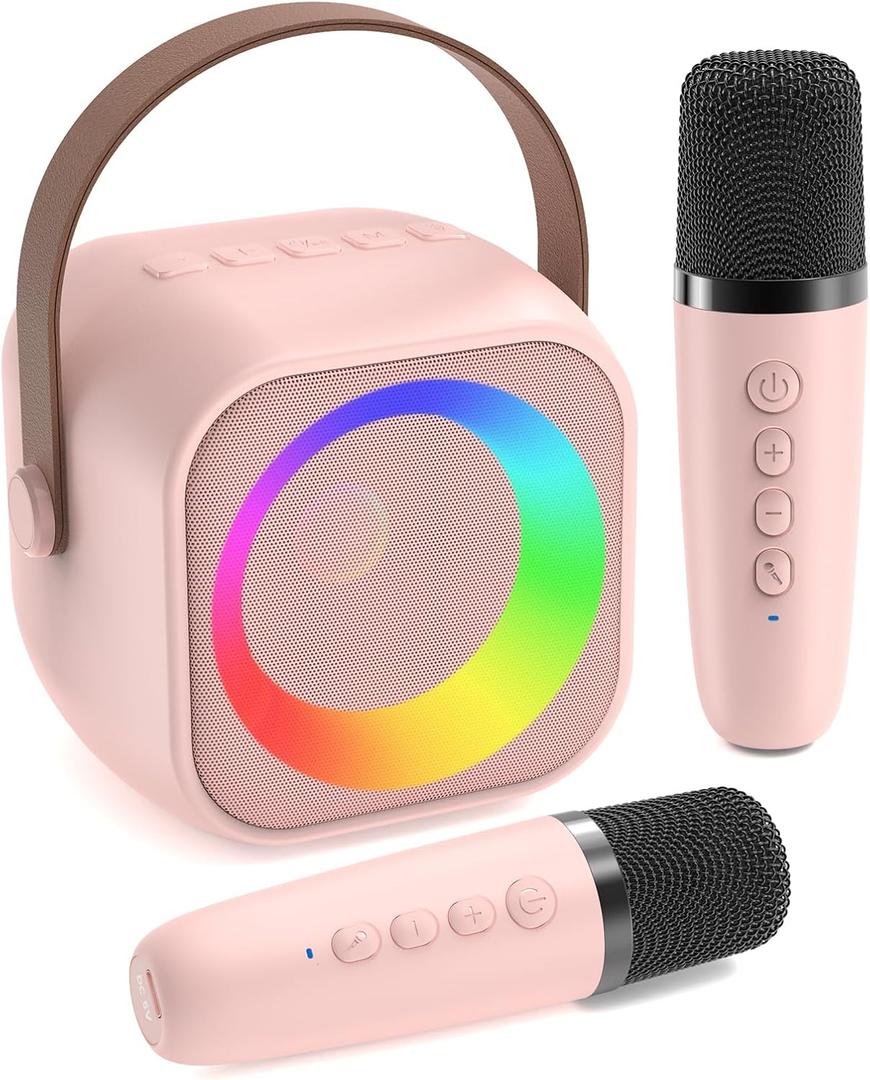 Karaoke Machine for Kids, Toys for 3-12 Years Old Girls Gifts, Kids Karaoke Microphone Machine Toy, Best Fun Christmas Birthday Gifts for 5 6 7 8 9 10 11 Years Teens Girl Boys Pink 2 Mic