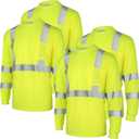 Amylove 4 Pcs Long Sleeve Safety Shirt High Visibility Reflective Construction Work Shirts for Men Women (L,Yellow)