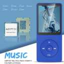 AGPTEK A02S 16GB MP3 Player, 70 Hours Playback Lossless Sound Music Player, Supports up to 128GB, Dark Blue