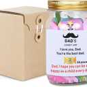 Father's Day Gifts For Dad, Birthday Gifts For Men From Daughter, Son - New dad Gift, Candy Card Jar For Dad -Thanks, praise, positive encouragement Jar with 50 Candy Card