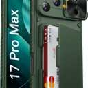 Vihibii for iPhone 17 Pro Max Case with Card Holder (4 Cards) [RFID Blocking] & Slide Lens Cover, Military Grade Drop Protection, Rugged Hard Back & Silicone Edge Wallet Phone Case 6.9" 5G 2025, Green