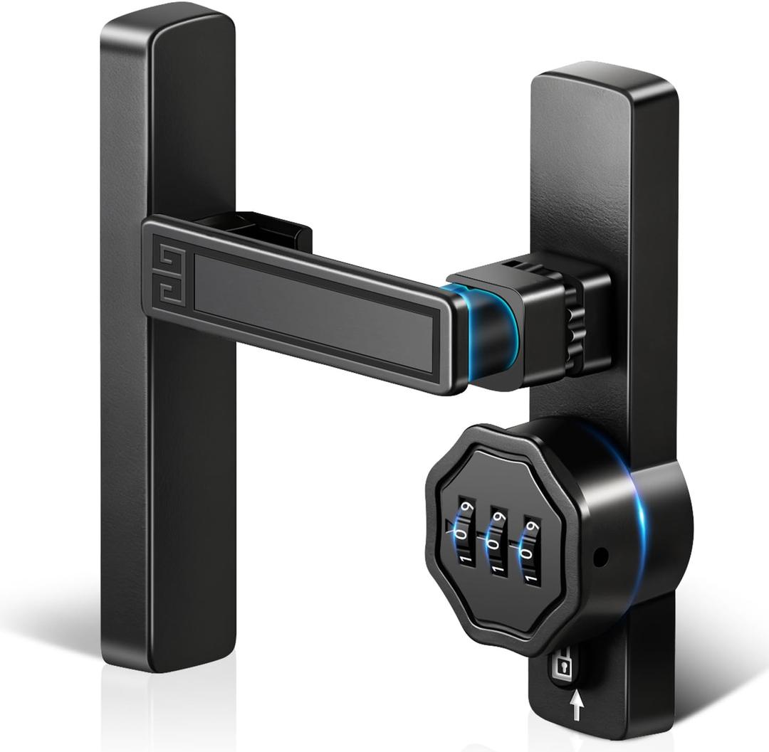 Barn Door Lock,Flip Latch Lock with Combination,90/180 Degree Sliding Door Latch,Cabinet 3-Digit Password Keyless,Gate Latches Bolt for Gate Barn Door Garage Shed Window(Black) (180 Degree barn Lock)
