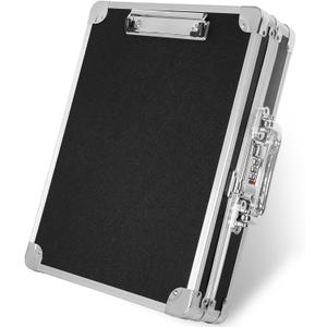 Aluminum Briefcase, Key Lock Clipboard Storage Box, Lockable Storage Case with Foot pad and Corner Protectors, 13x 10x 2.75 inch